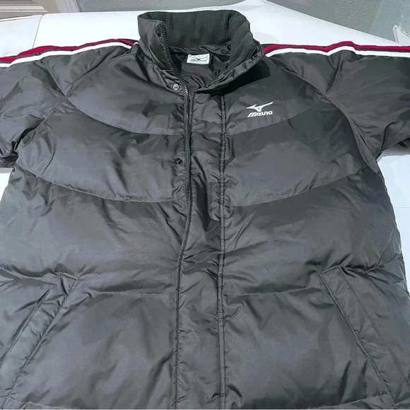 Mizuno Ski Long Down Jacket Parka FIELD Bench Training Weatherproof Large Black - Picture 2 of 9